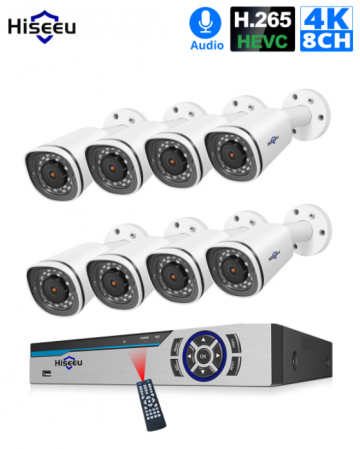 ascamerasystemen Hiseeu 8PK-8HB848 4K Ultra HD Camera set met acht 1