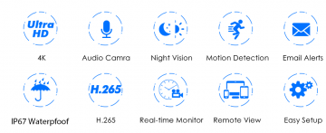 ascamerasystemen Hiseeu 8PK-8HB848 4K Ultra HD Camera set met acht 2