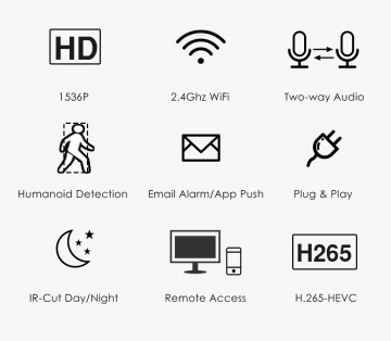 ascamerasystemen Hiseeu 8WK-4HC313 Wifi Camera set met vier 2