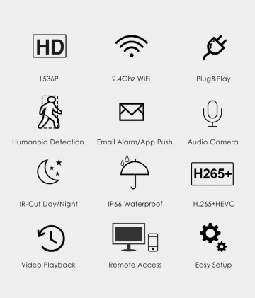 ascamerasystemen Hiseeu 8WK-4HB613B Wifi 3MP HD Camera set met vier 2