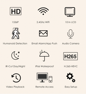 ascamerasystemen Hiseeu 8WK-10V-4HB613 Wifi Camera set met vier en scherm 2