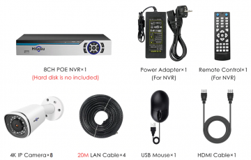 ascamerasystemen Hiseeu 8PK-8HB848 4K Ultra HD Camera set met acht 3