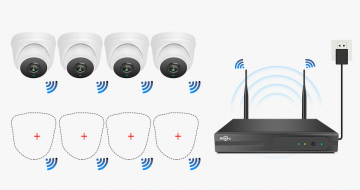 ascamerasystemen Hiseeu 8WK-4HC313 Wifi Camera set met vier 4