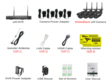 ascamerasystemen Hiseeu 8WK-4HB613B Wifi 3MP HD Camera set met vier 3