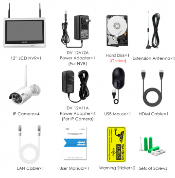 ascamerasystemen Hiseeu HSY-8WNKIT-12V-4HB611_2 Wifi Camera set met vier en extern scherm 2