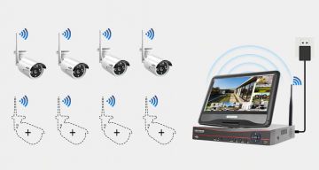 ascamerasystemen Hiseeu 8WK-10V-4HB613 Wifi Camera set met vier en scherm 6